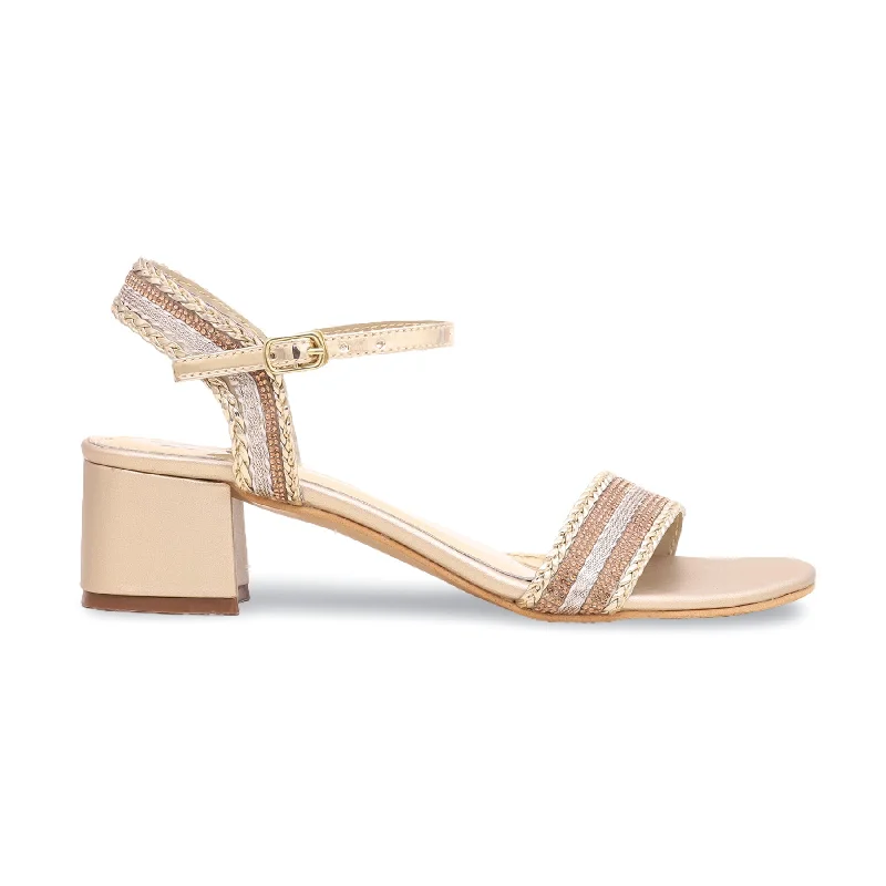 Sandals with bright heels-Golden Fancy Sandal FN5620