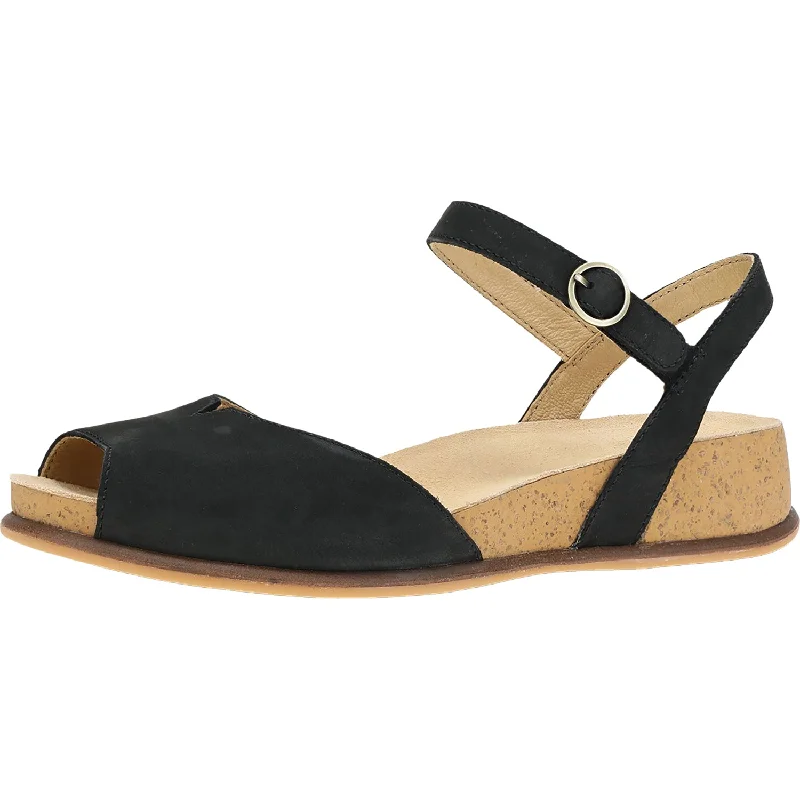 Sandals with soft heels-Women's Dansko Cass Black Milled Nubuck