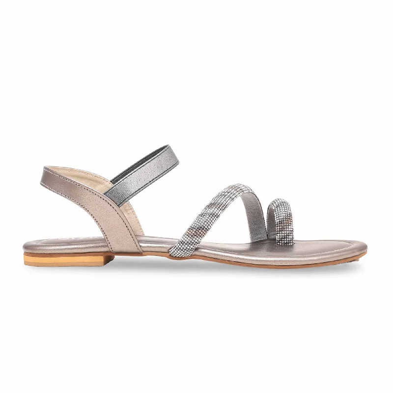 Sandals for warm heels-Grey Fancy Sandal FN6000