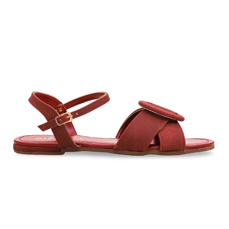 Sandals with durable soles-Maroon Formal Sandal FR5182