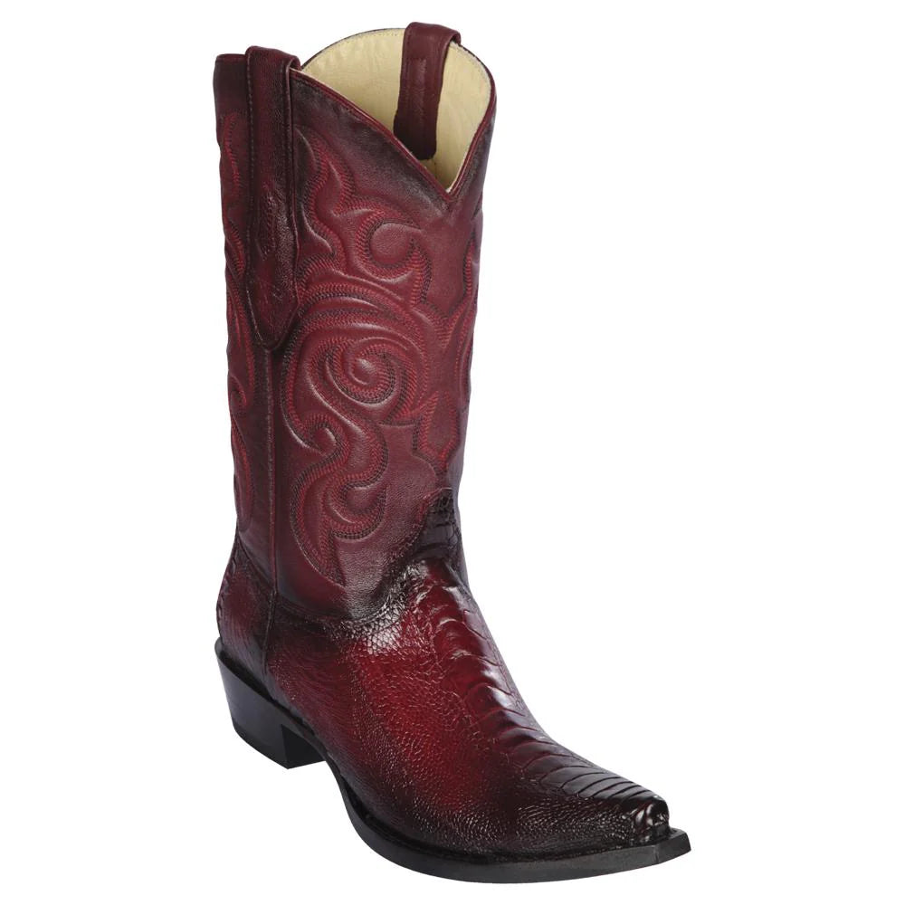 Cowboy boots for western heritage daysLos Altos 940543 Men's Faded Burgundy Genuine Ostrich Leg Snip Toe Cowboy Boots