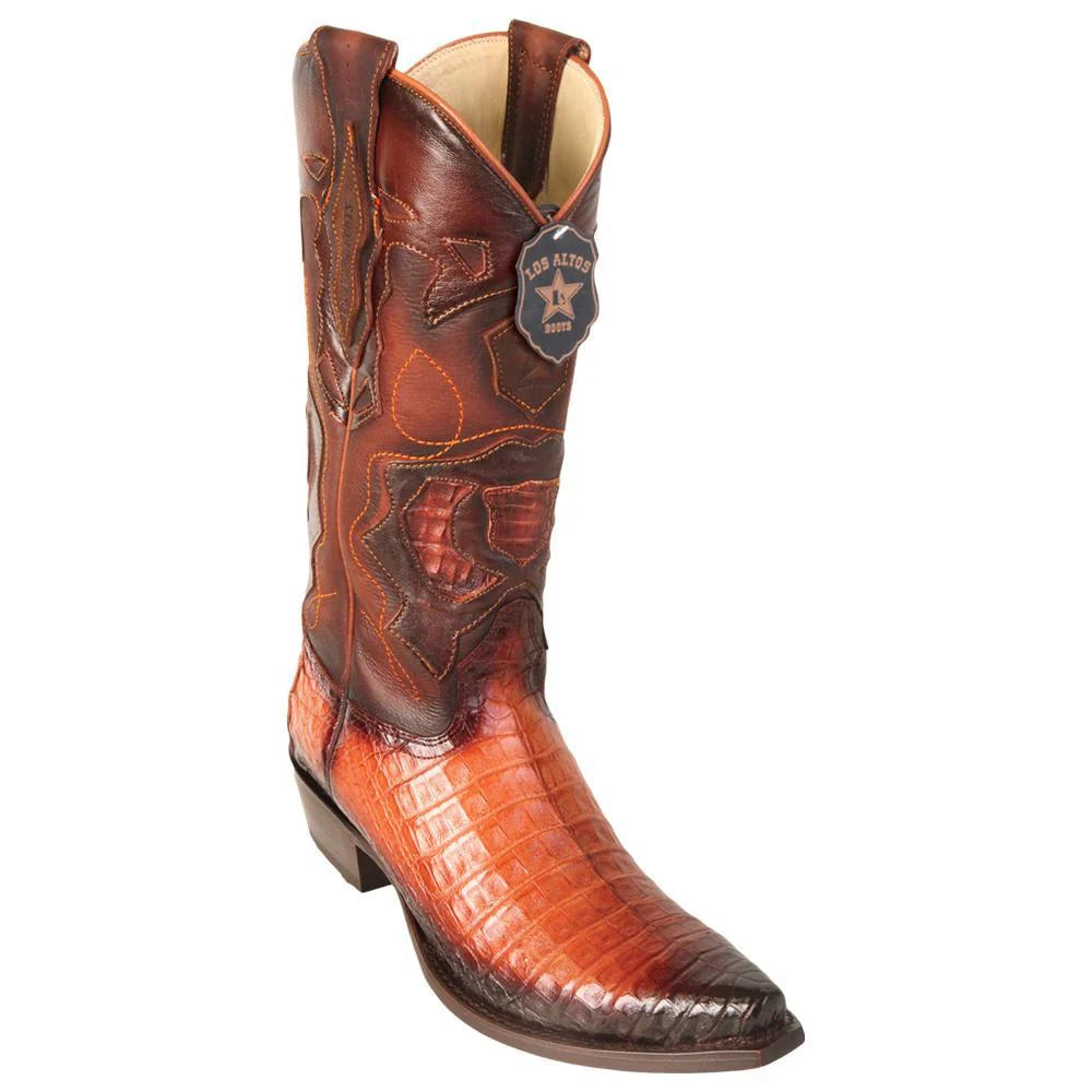 Cowboy boots for cowboy adventure wearLos Altos 94R8257 Men's Faded Cognac Genuine Caiman Belly Snip Toe Cowboy Boots