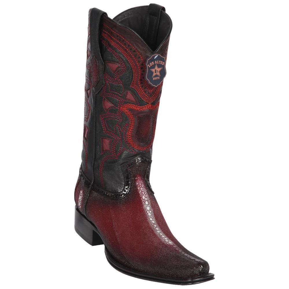 Cowboy boots for country lifestyle bootsLos Altos 761143 Men's Faded Burgundy Genuine Rowstone Stingray European Square Toe Cowboy Boots