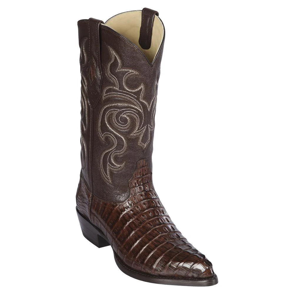 Cowboy boots with handcrafted qualityLos Altos 990107 Men's Brown Genuine Caiman Tail J Toe Cowboy Boots