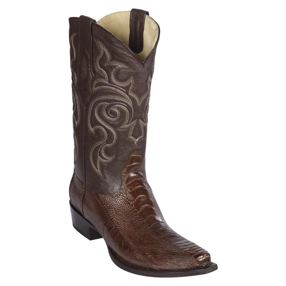 Cowboy boots for western trail ridersLos Altos 940507 Men's Brown Genuine Ostrich Leg Snip Toe Cowboy Boots