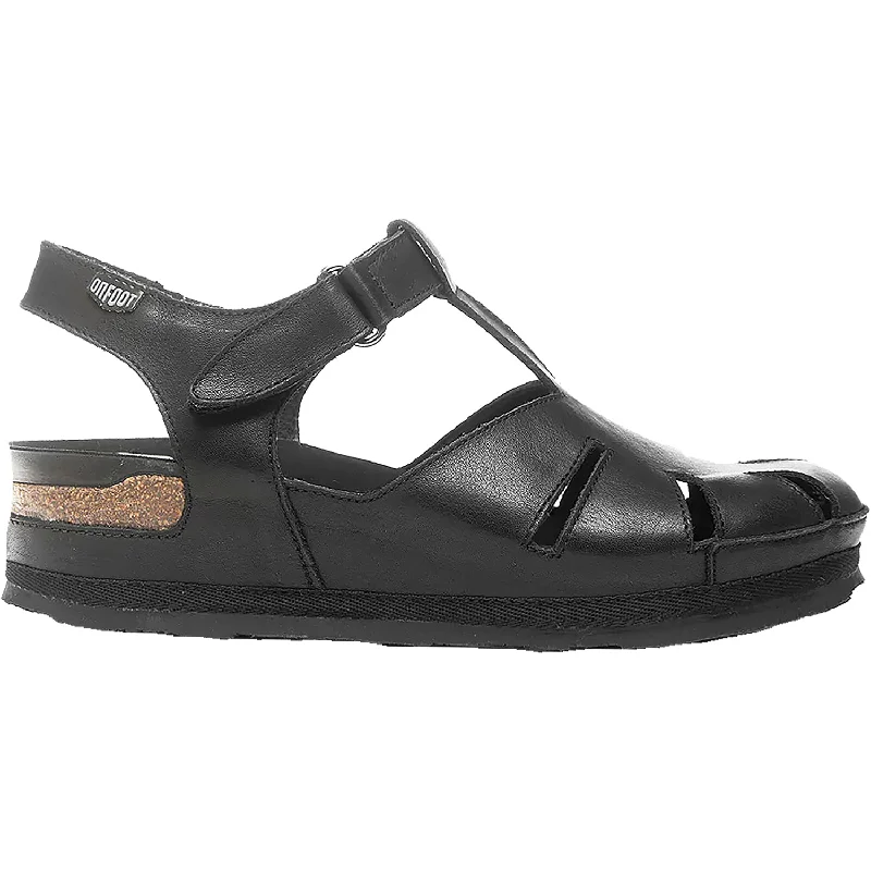 Sandals with cool straps-Women's On Foot 202 Cynara Fisherman Black Leather