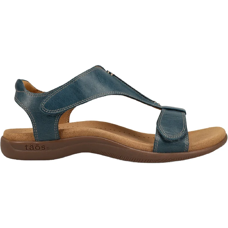 Sandals with bright heels-Women's Taos The Show Petrol Blue Leather