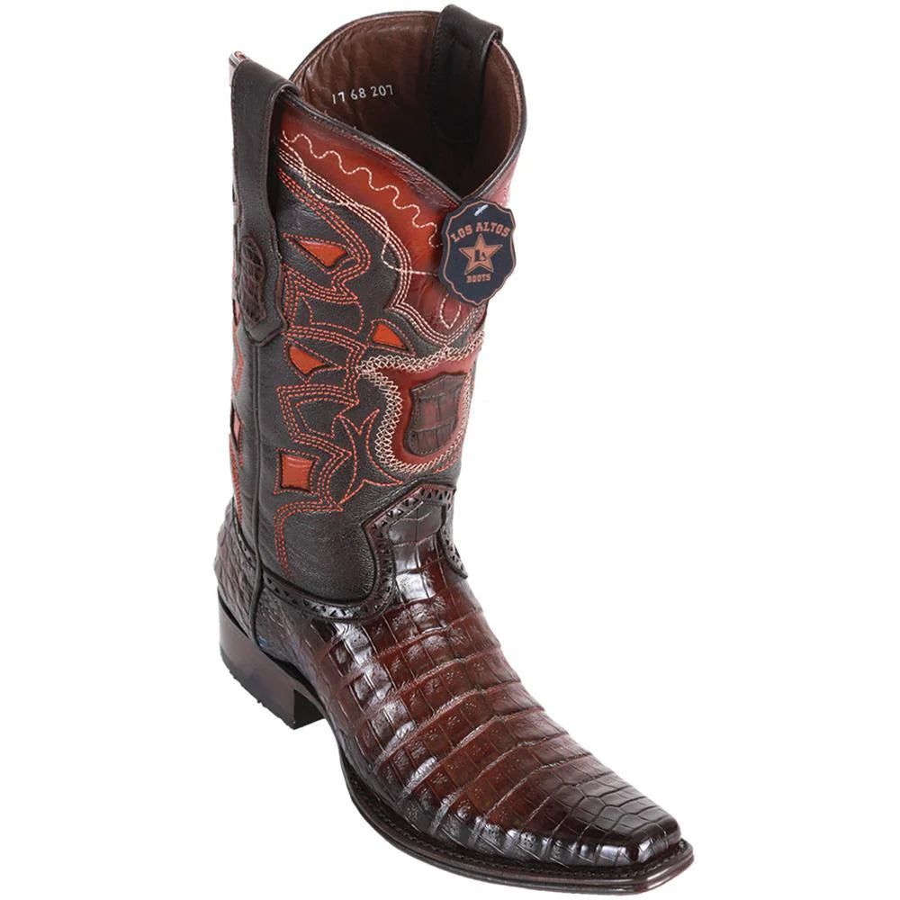 Cowboy boots for western rodeo bootsLos Altos 768216 Men's Faded Brown Genuine Caiman Belly European Square Toe Cowboy Boots