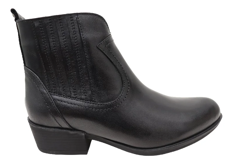 Ankle boots with tough studs-Orizonte Alotti Womens European Comfortable Leather Ankle Boots