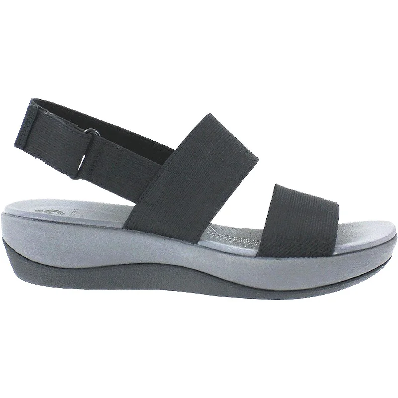 Sandals for wet soles-Women's Clarks Cloudsteppers Arla Jacory Black Elastic Fabric