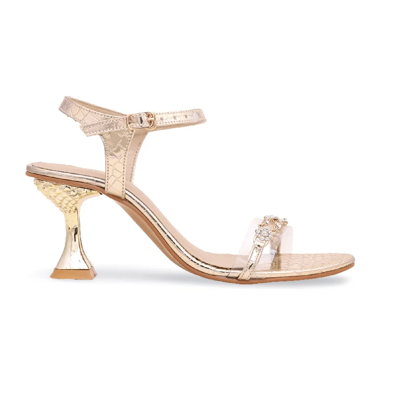 Sandals for daily heels-Golden Fancy Sandal FN5567