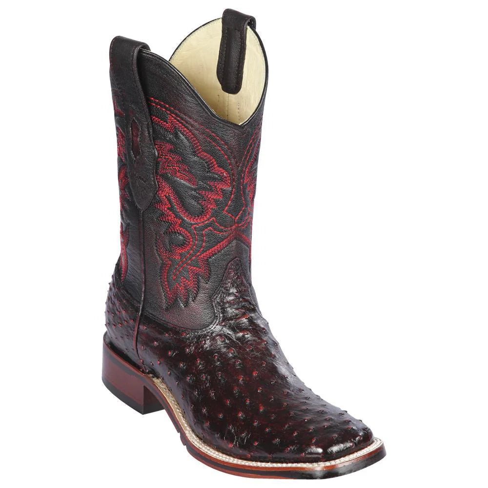 Cowboy boots for cowboy ranch styleLos Altos 8260318 Men's Black Cherry Genuine Ostrich Wide Square Toe Cowboy Boots