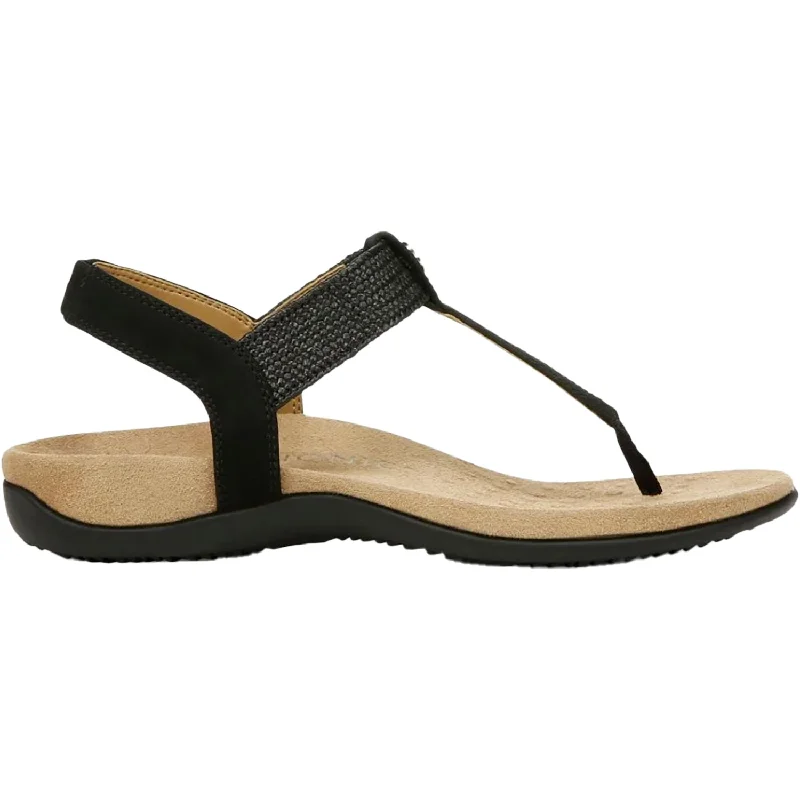 Sandals for warm heels-Women's Vionic Brea Black Nubuck Leather