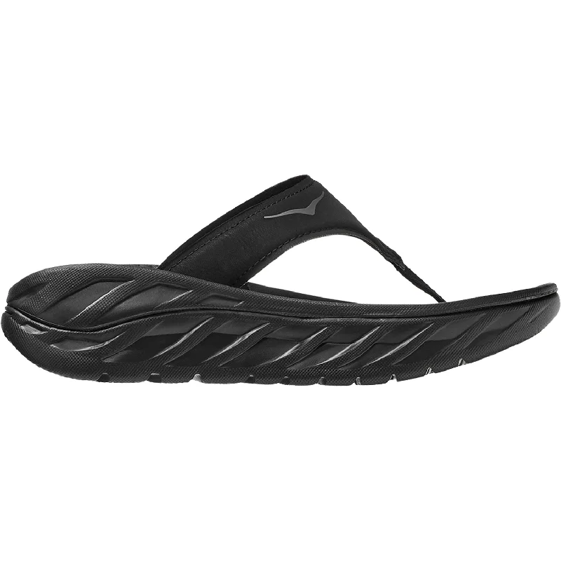 Sandals with vibrant soles-Women's Hoka Ora Recovery Flip Black/Dark Gull Grey Fabric